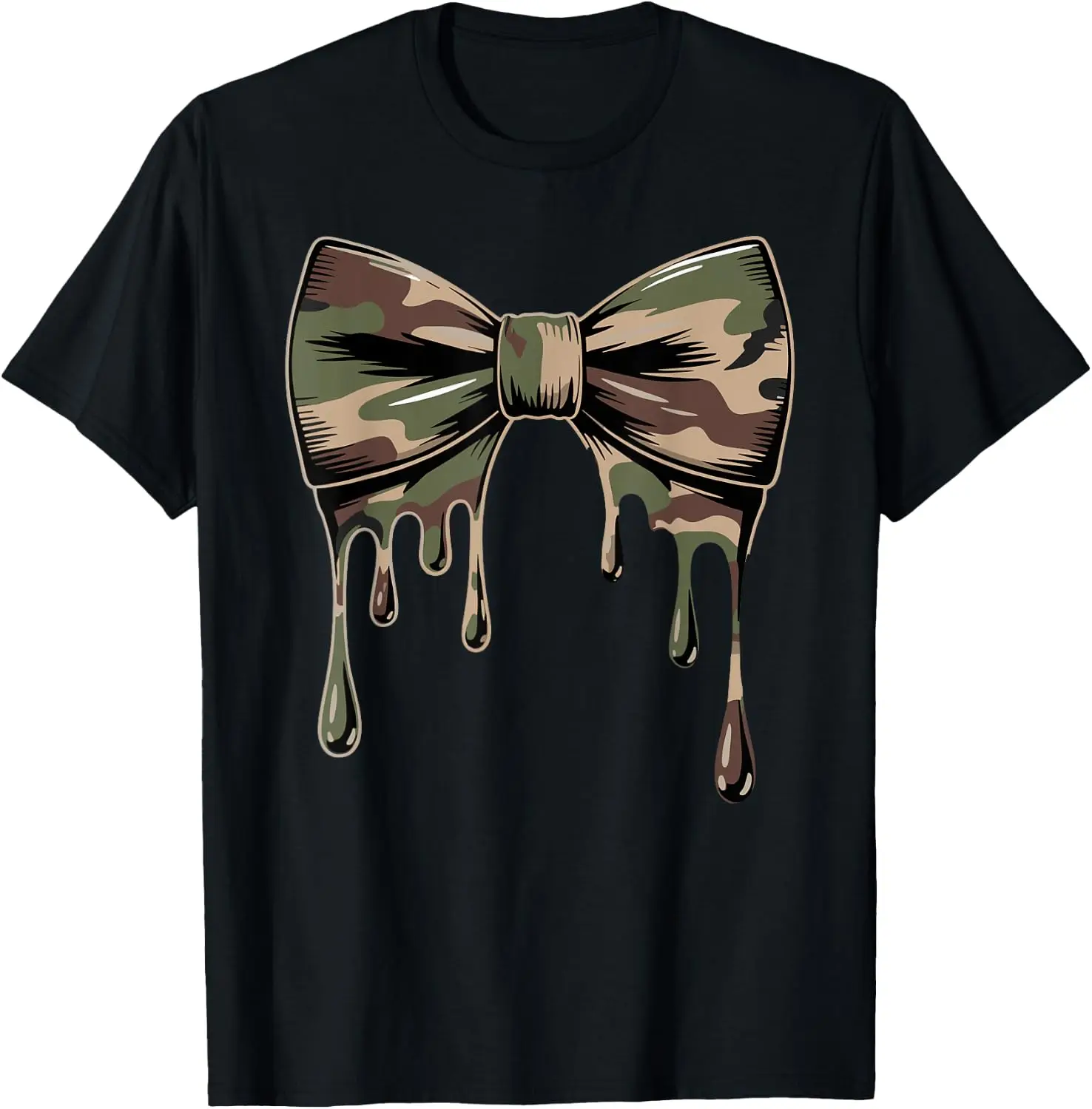 Camouflage Old Camo Bow Cute Country Hunting Women Girl T-Shirt 100% Cotton Trendy Y2K Short-Sleeve Tee-Soft, Quick-Drying,