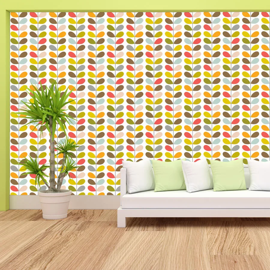 15+ Waterproof Botanical Nature Simple Multi-colored Leaves Mural Decor,Self Adhesive Optional,Wallpaper for Living Room Bedroom