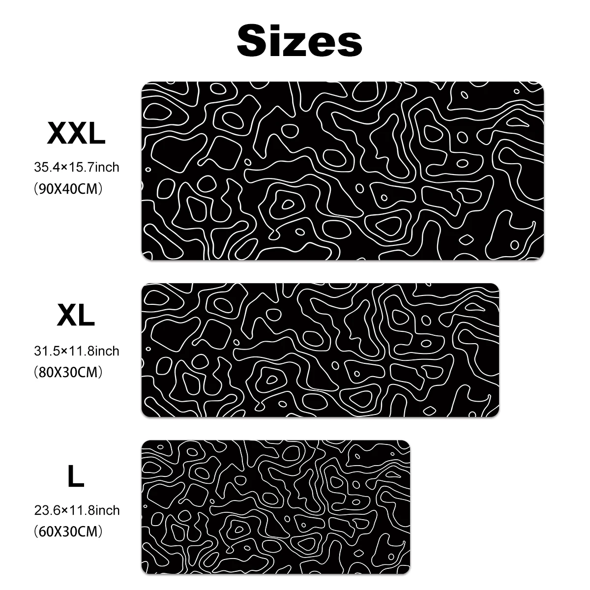 1pc Black&White Abstract Lines Mouse Pad Multi-size Washable Non-Slip Stitched Edge Computer Keyboard Desk Mat For Office Home