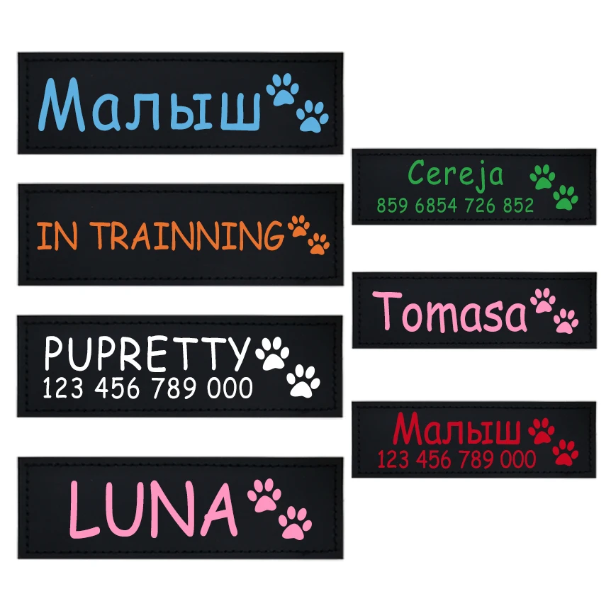 2 PCS Personalized Dog Name Tag 6 Colors Pet Harness Custom Labels Removed Stickers ID Dog Chest Strap Vest Collar Tag