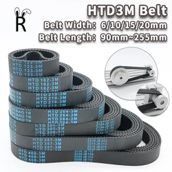 HTD3M Timing Belt Length 90mm to 255mm 3M Belt Width 6mm 10mm Synchronous Belt 3M Closed Loop Rubber Belt HTD 3M Belts 15mm 20mm