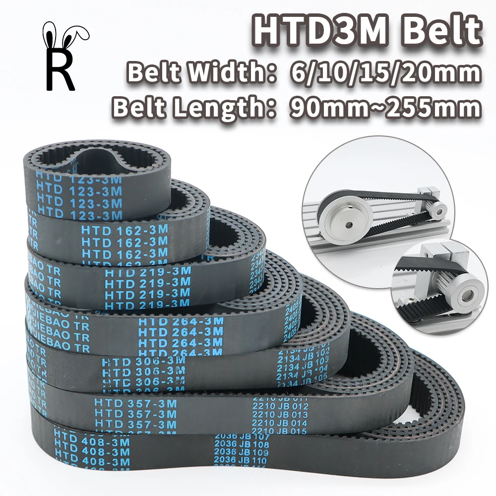 HTD3M Długość paska rozrządu 90 mm do 255 mm 3M Szerokość paska 6 mm 10 mm Pasek synchroniczny 3M Gumowy pasek z zamkniętą pętlą HTD 3M Pasy 15 mm 20 mm