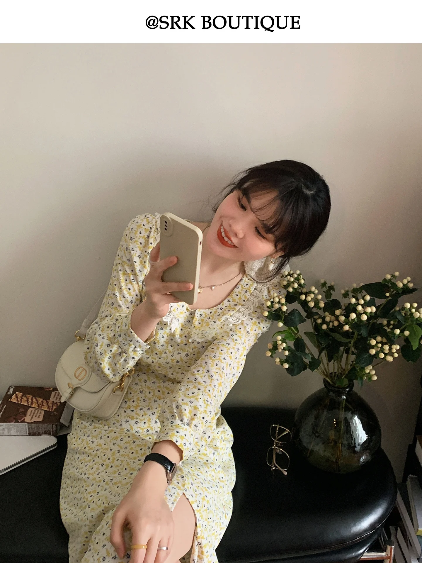 

Романтичная женская юбка А-силуэта с цветочным принтом, с завышенной талией, стройнящая, длинная, из полиэфирного волокна, повседневная, весенняя, в стиле SRK French Sle