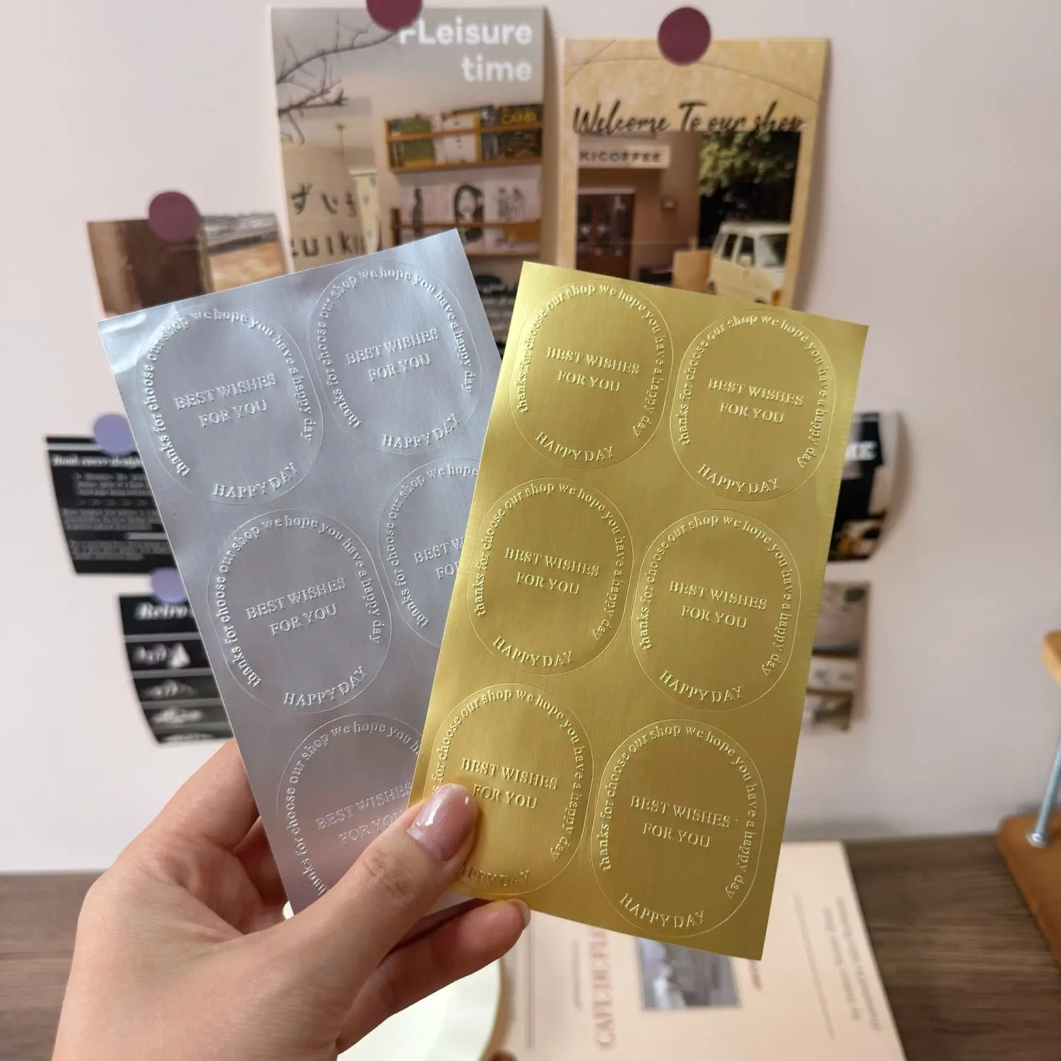 Customized Embossed Aluminum Foil Labels Gold And Silver Patterns Flat Stickers for Personalized Packaging