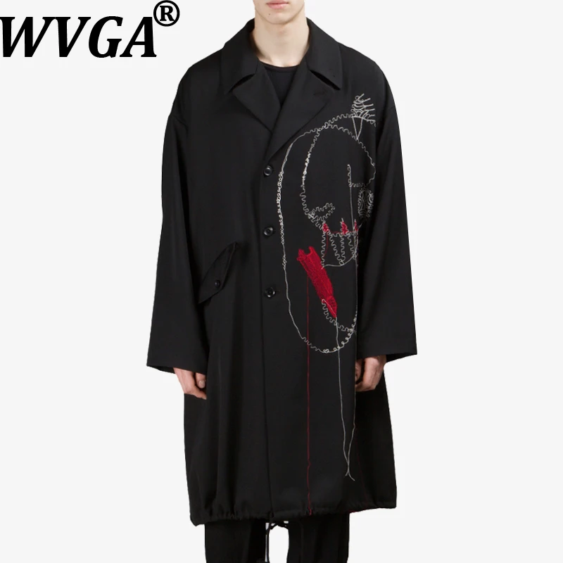 

WVGA осень-зима новый мужской прилив ручная роспись кисточка с вышивкой толстый плащ с заниженными плечами куртки в стиле Ямамото Ins W12989