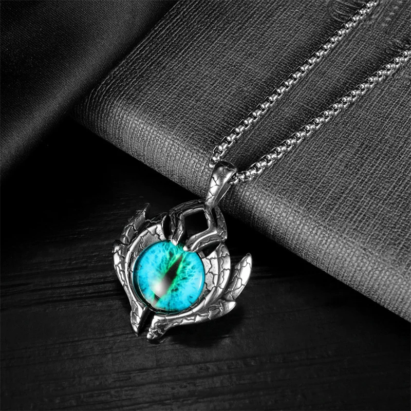 Exquisite Fashion Creative Turkey Devil Eye Titanium Steel Pendant Necklace Punk Hip Hop Unique Design Unisex Accessories 2022