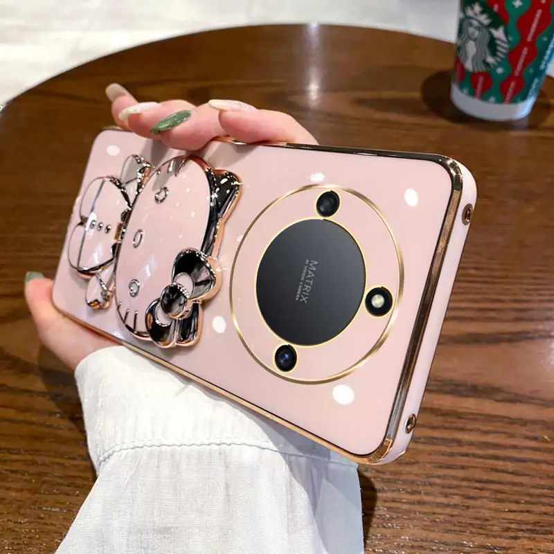 Hello Kitty Mirror Bracket Phone Case For Huawei Y9S Y8P Y7A Y6 Y7 Prime 2019 Honor X7A X8A X9A X10 X20 X30 X30i X40 X50i Cover