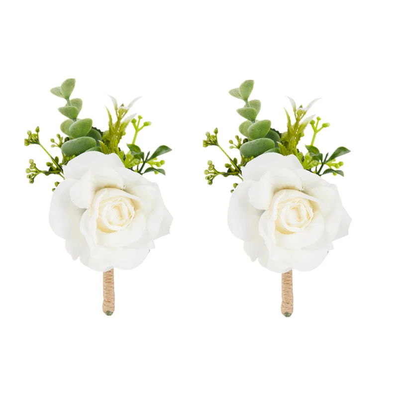 Corsage de mariage pour hommes, boutonnière rustique, blanc, poignet de mariée, demoiselle d'honneur, garçons d'honneur, fête, réunion, décorations personnelles