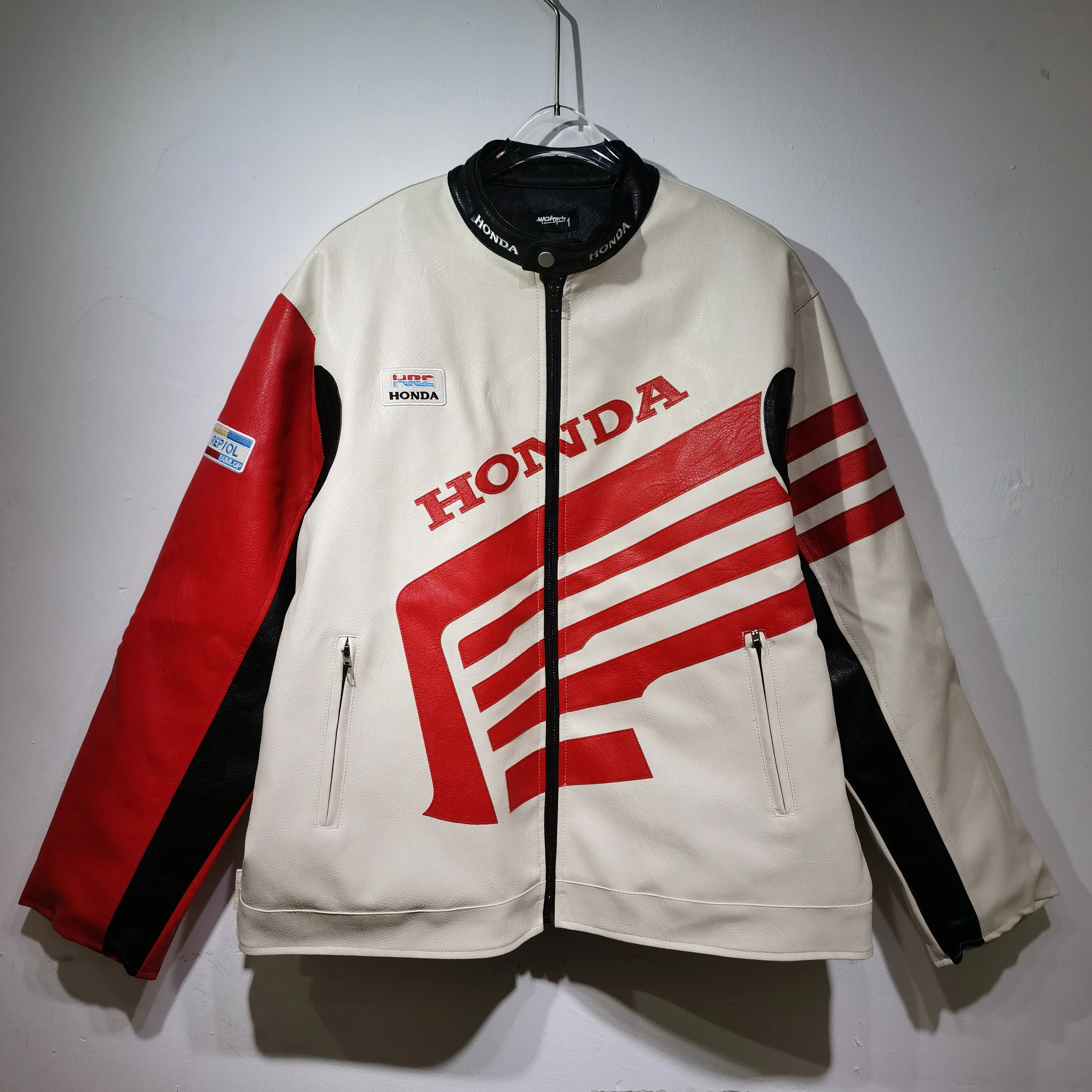 

Honda Leather Jacket Men Winter Fleece Motorcycle Faux Leather Jacket Removable Fur Collar Windbreaker Ropa De Hombre Slim Coat