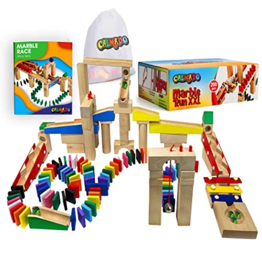 

Набор деревянных шариковых дорожек (200 деталей) для детей/девочек/мальчиков из бука + сумка + инструкция