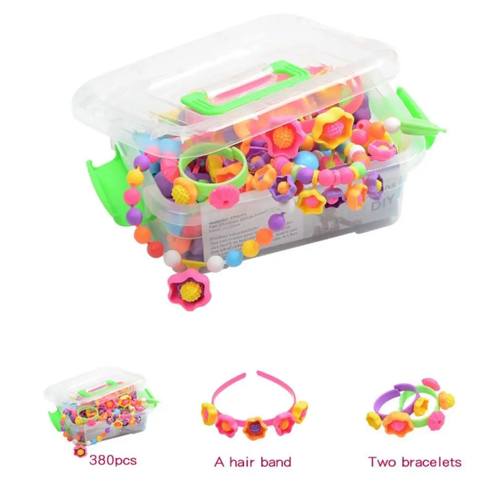 200 pçs kit de jóias diy pop contas snap grânulo grandes partículas sem fio miçangas diy pop grânulo princesa colorido pulseira fazendo kit