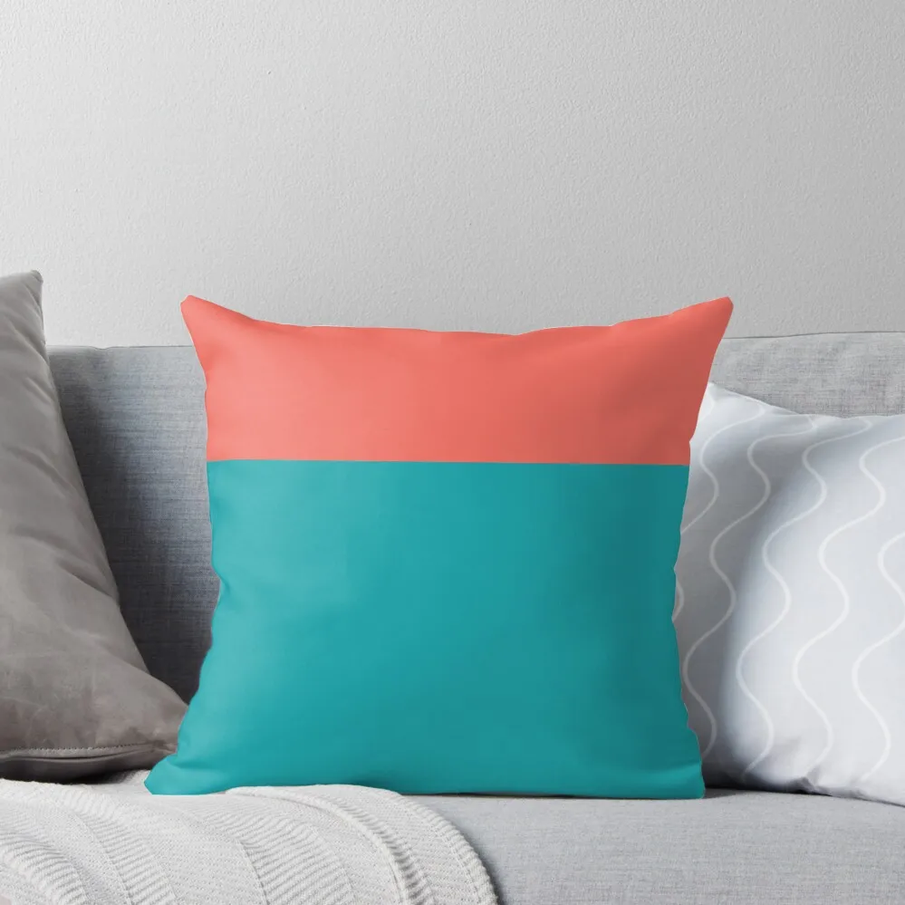 

Teal and Coral Minimalist Color Block Pattern Throw Pillow Plaid Sofa Cushion Cover Set pillow