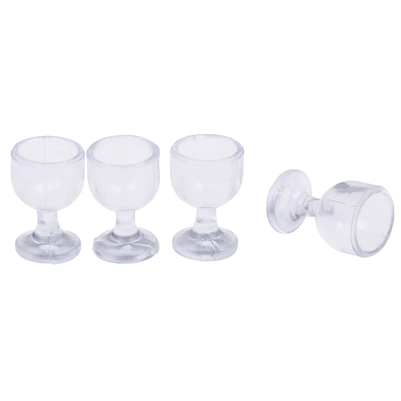 

4Pcs 1:12 Dollhouse Miniature Goblet Cup Doll House Kitchen Wine Glass Cups