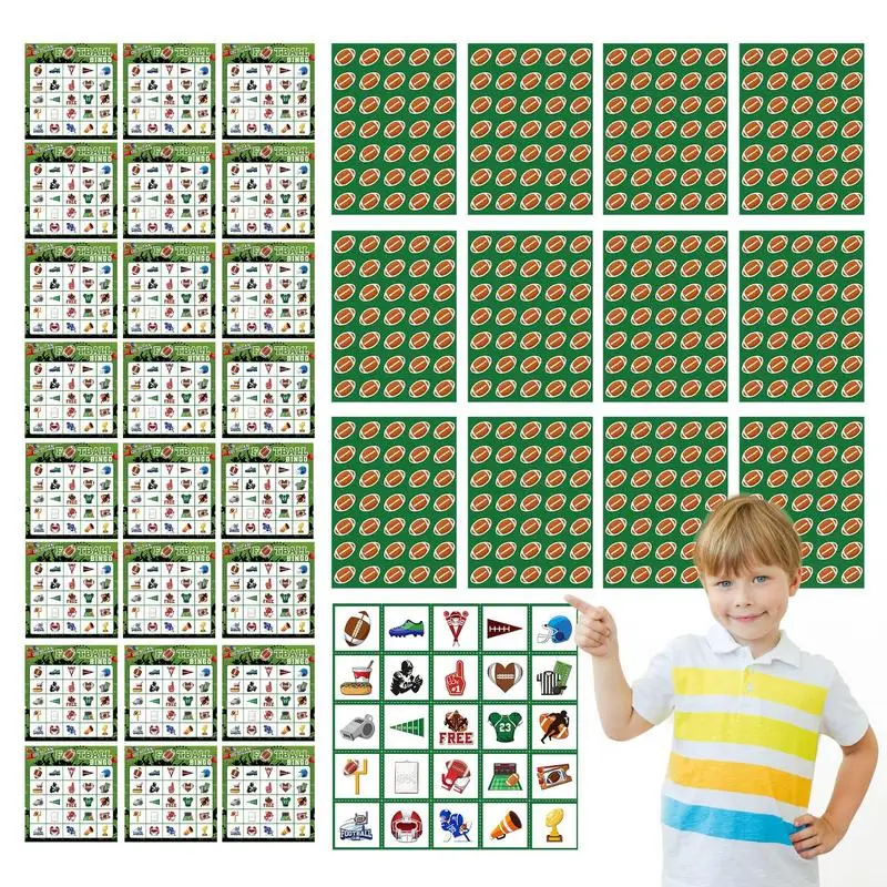 Bingo Game Set Calling Card Set For 24 Players Football Themed Challenge Game Decks Family Board Game For Kids Teens Adults