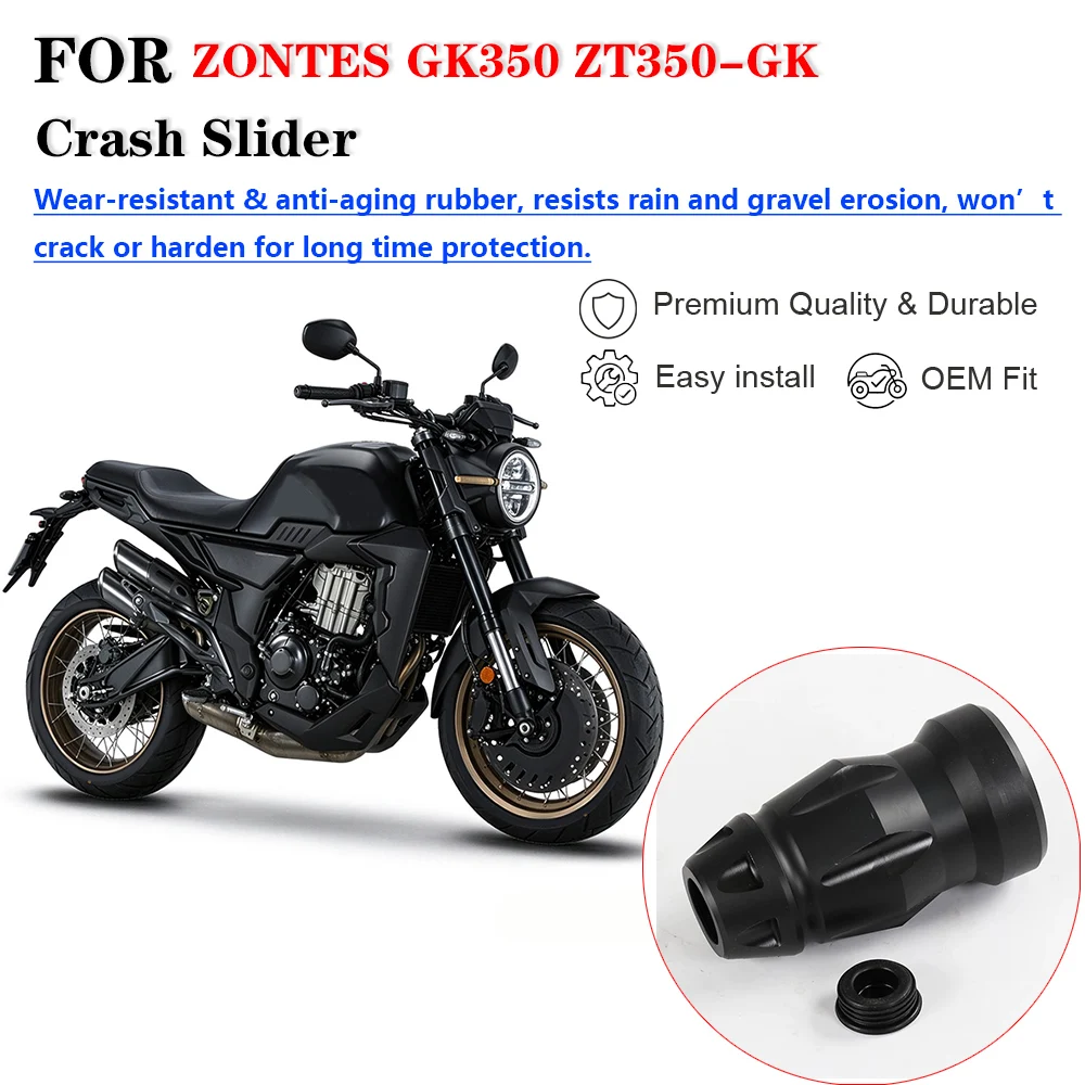 Motorcycle Crash Bar Slider Rubber Crash Pad, Anti-fall Protective Crash Bar End Cap For ZONTES GK350 ZT350-GK Roadster Crash Ba