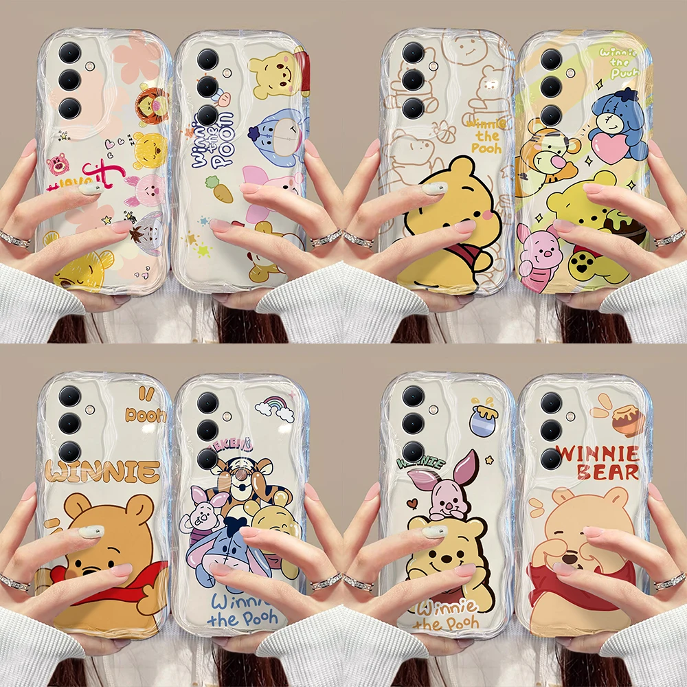 Funny Cute Winnie Pooh 3D Wave Case For Samsung A73 A72 A71 A55 A54 A53 A35 A34 A33 A25 A24 A23 A15 A14 A13 A05 A03 4G 5G Cover