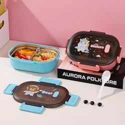 Lunch Box 900ML Stainless Steel Sealed Bento Box Kids School Office Picnic Cute Portable Food Container High Capacity Tableware
