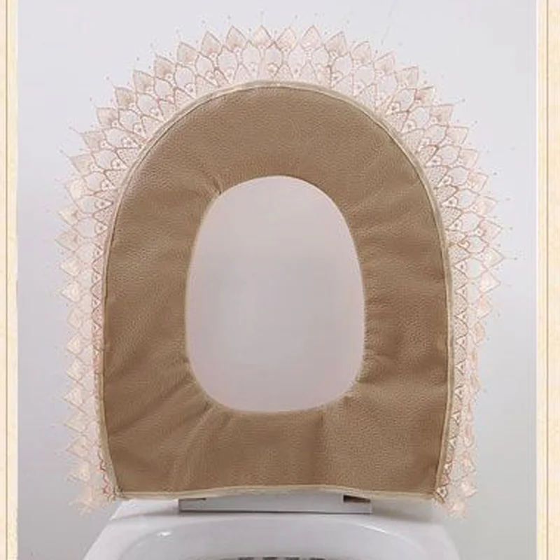 سستة ملفوفة بالكامل غطاء المرحاض القطن الكتان وسائد مقعد المرحاض النمط الأوروبي ديكور المنزل الحمام غطاء حلقة المرحاض