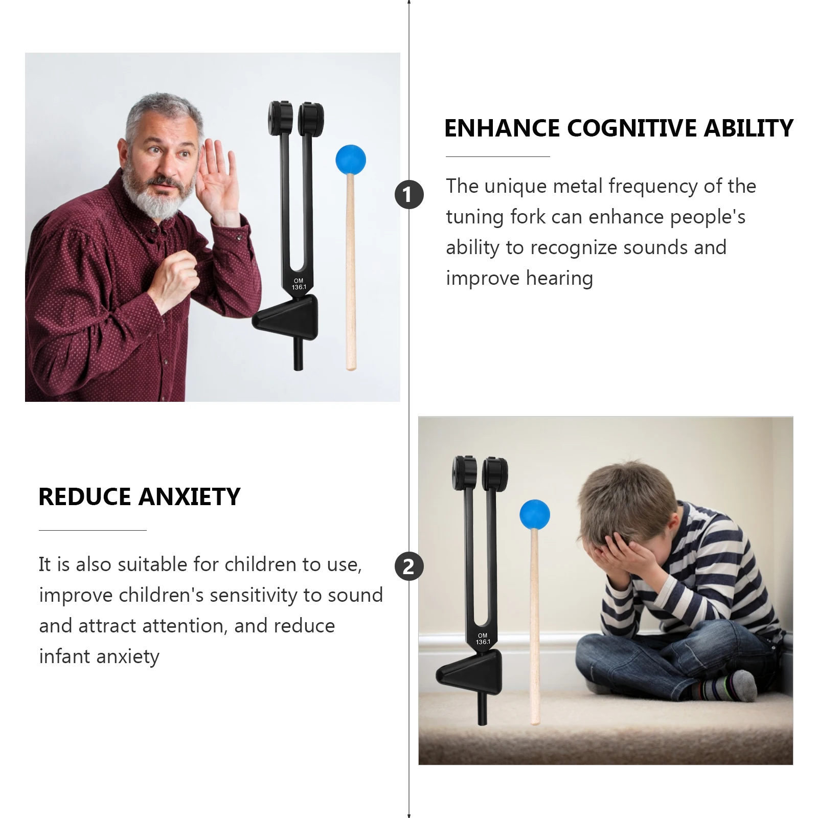 

1Set 1361Hz Om Yoga Healing Turning Fork Set Rust Resistant Durable Aluminum Vibration Therapy Tool Healing Turning Fork