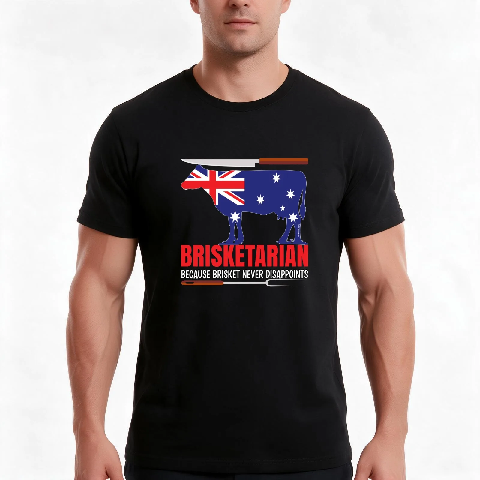 BRISKETARIAN. BECAUSE BRISKET NEVER DISAPPOINTS. For Australian Butchers, Meat Eaters, BBQ Lovers, Keto and Carnivore Di T-Shirt