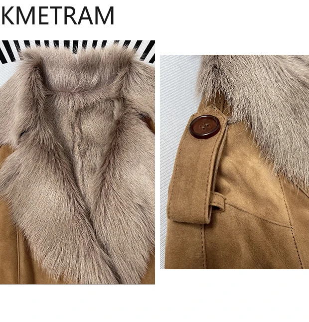 Natural Goatskin Wool Double Faced Fur Jacket Women Caramel Real Fur Coat Winter Leather Jackets Woman Clothing 2025 abrigos