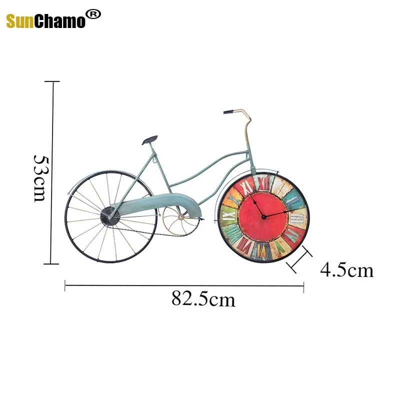 Retro Bike Mural Hanging Wall Clocks Living Room Decor Pendant Vintage Watch Ornaments Personality Home Decoration Housewarming