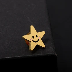 Creative Smile Star Enamel Brooch Reward Children's Star Badge Unisex Social Lapel Pin Jewelry Decoration Gift