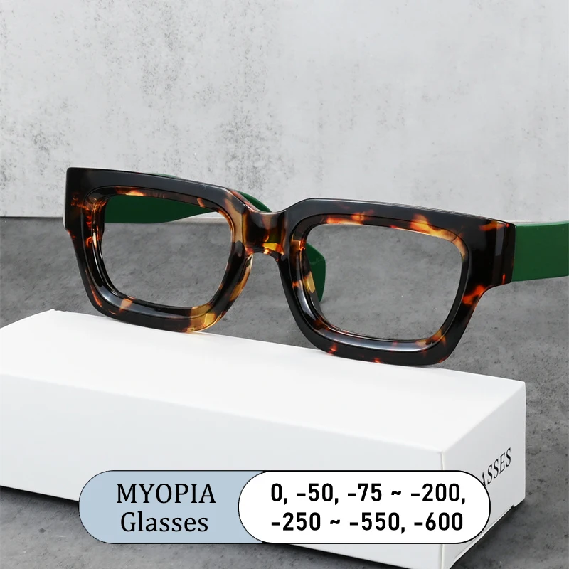 

New Brand Design Vintage Square Large Frame Myopia Glasses Prescription Photochromic Anti Blue Light Women Short Sight Eyewear