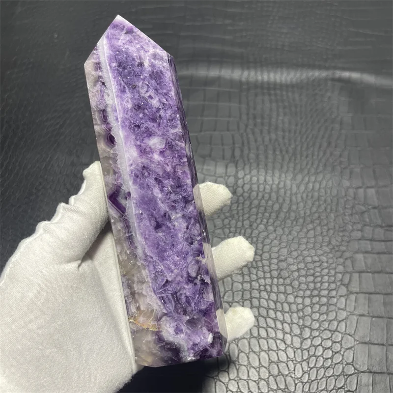 

970g large Natural Clear Purple Fluorite Crystal Point Natural Crystal Wand