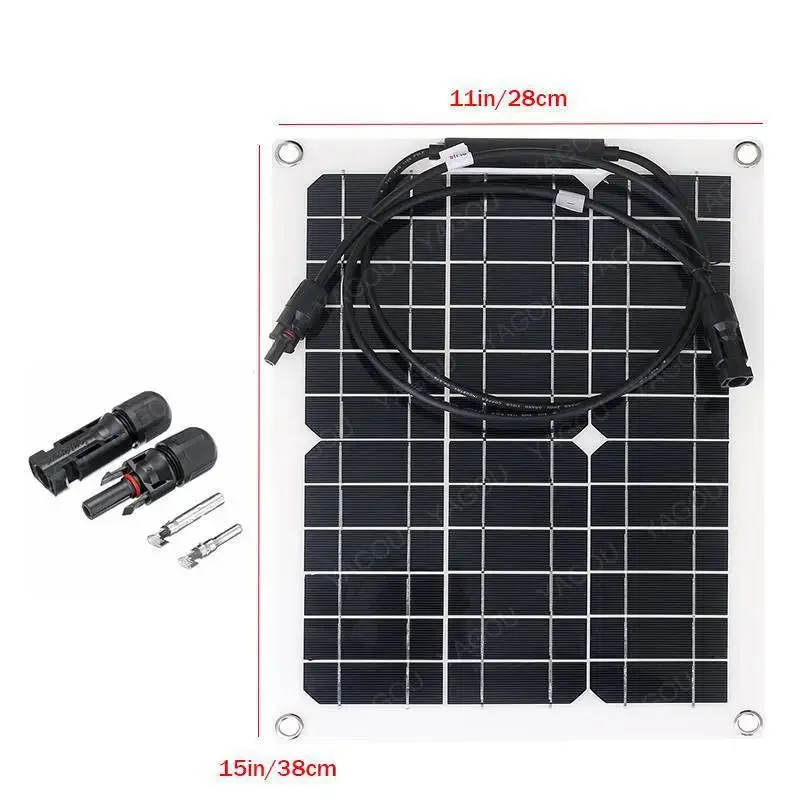 Kit Paneles Solares Completo 12V 100W Con Controlador 10-60A Enchufe Conectores Cable Para Placas Y Sistemas Fotovoltaicos