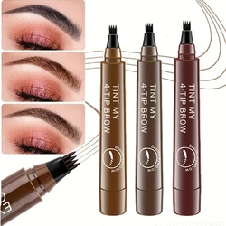 Lápiz de cejas de 4 puntos Para Mujer, lápiz de cejas líquido impermeable, maquillaje de larga duración, microhoja