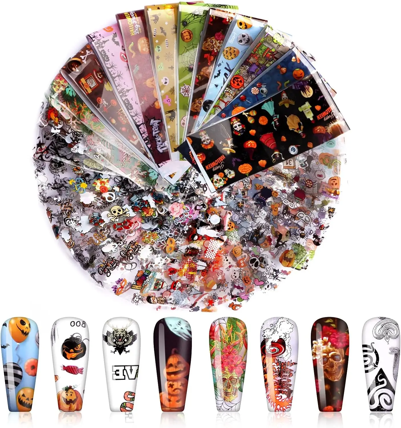

30 Halloween Transfer Stickers Starry Nail Transfer Glitter Pumpkin Skull Stickers Suitable for Female Halloween Nail Art