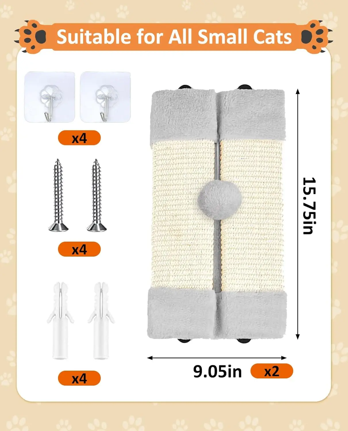 Tiragraffi per gatti da parete da 3 pezzi: antigraffio verticale in sisal per la protezione dei mobili, durevole e per uso interno