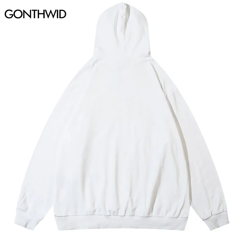 Vintage Teeth Hoodie Streetwear Hip Hop Retro Embroidery Patch Washed Hooded Sweatshirt Y2K Men Women Fashion Loose Hoodies