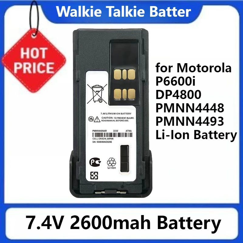 

PMNN4409AR for Motorola P6600i DP4800 PMNN4448 PMNN4493 Li-Ion Battery 10PCS 7.4V 2600mAh Non-Impres Type-C Charging Compatible