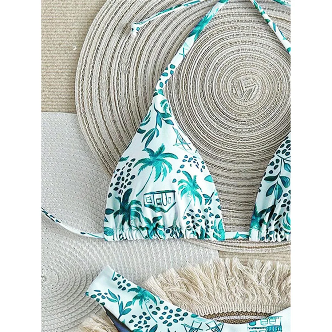 XS - L Neuer bedruckter Neckholder-Bikini, brasilianischer Bikini, Damen-Badeanzug, zweiteiliges Bikini-Set, Badeanzug für Damen, Badebekleidung, Badeanzug, Schwimmanzug V7173 – Detail 8