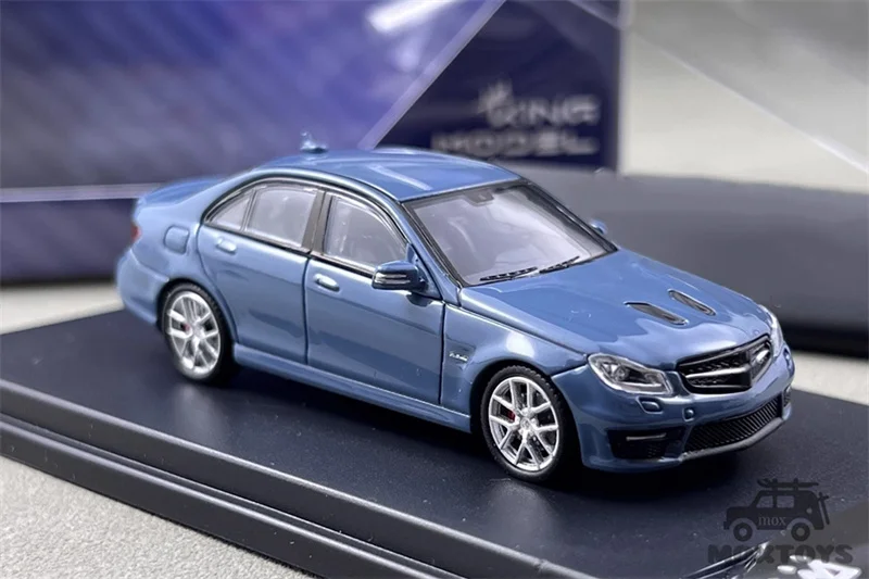 KING MODEL 1:64 C63 W204 Limited799 Titanium Gray / Yellow / Blue Diecast Model Car
