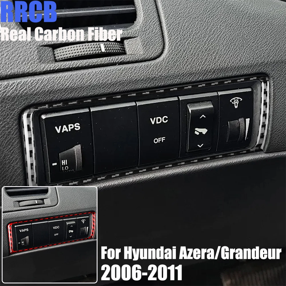 

Real Carbon Fiber Car Accessories Headlight Switch Cover Soft Sticker For Hyundai Azera/Grandeur 2006 2007 2008 2009 2010 2011