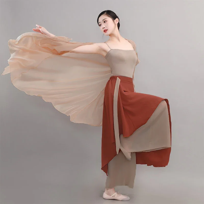 女性のための中国のスタイルのクラシックダンスの衣装、フローティングボディリズム、ステージパフォーマンスの服、新しいガーゼ