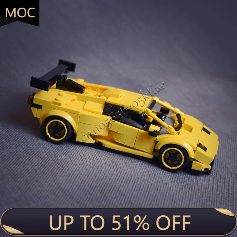 

392 PCS MOC Technology Racing Yellow Supercar Model Building Blocks Speed Vehicle Bricks Toys Kids Adult Surprise Birthday Gifts