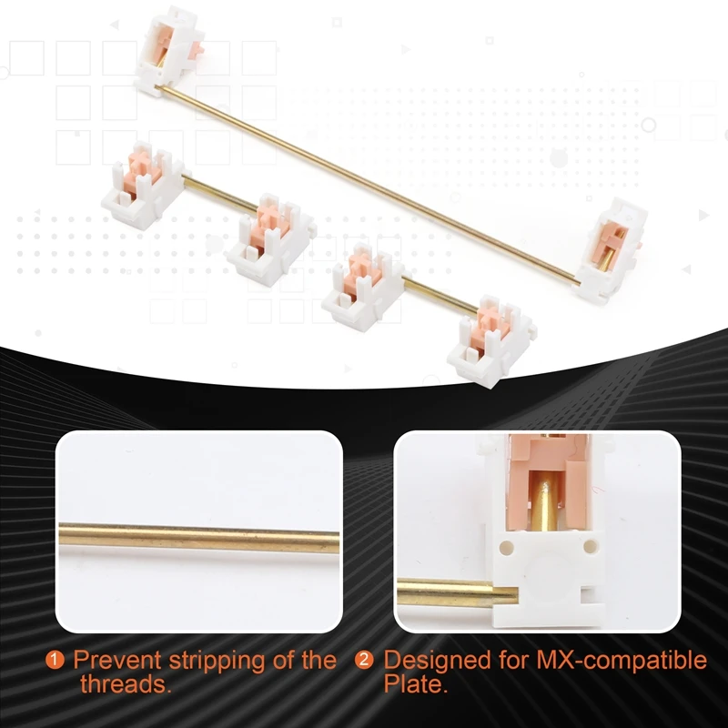 Gold Plated Plate Mounted Stabilizer For Custom Mechanical Keyboard 2U 6.25U (White Pink)