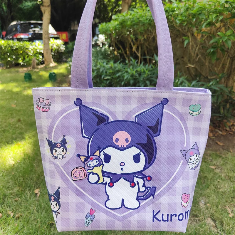 MINISO Disney Sanrio Cartoon Handbag Cute Anime Crossbody Bag Melody Kuromi Cinnamoroll Hello Kitty PU Shoulder Bag Girl Gift