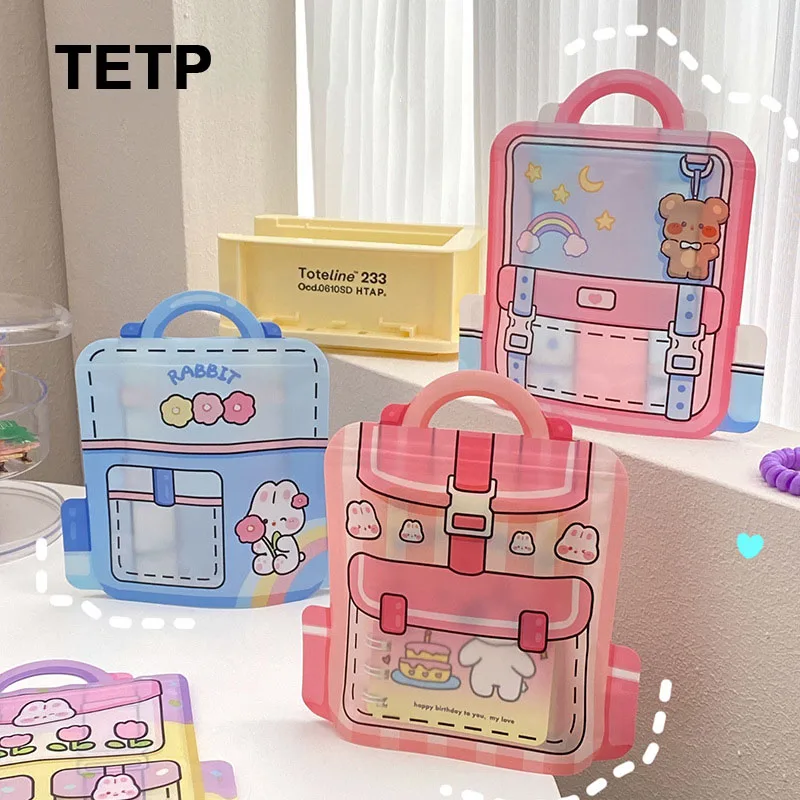 TETP 50Pcs Schoolbag Ziplock Bags With Clear Window Birthday Party Children's Day Gift DIY Cookies Candy Lollipop Packaging