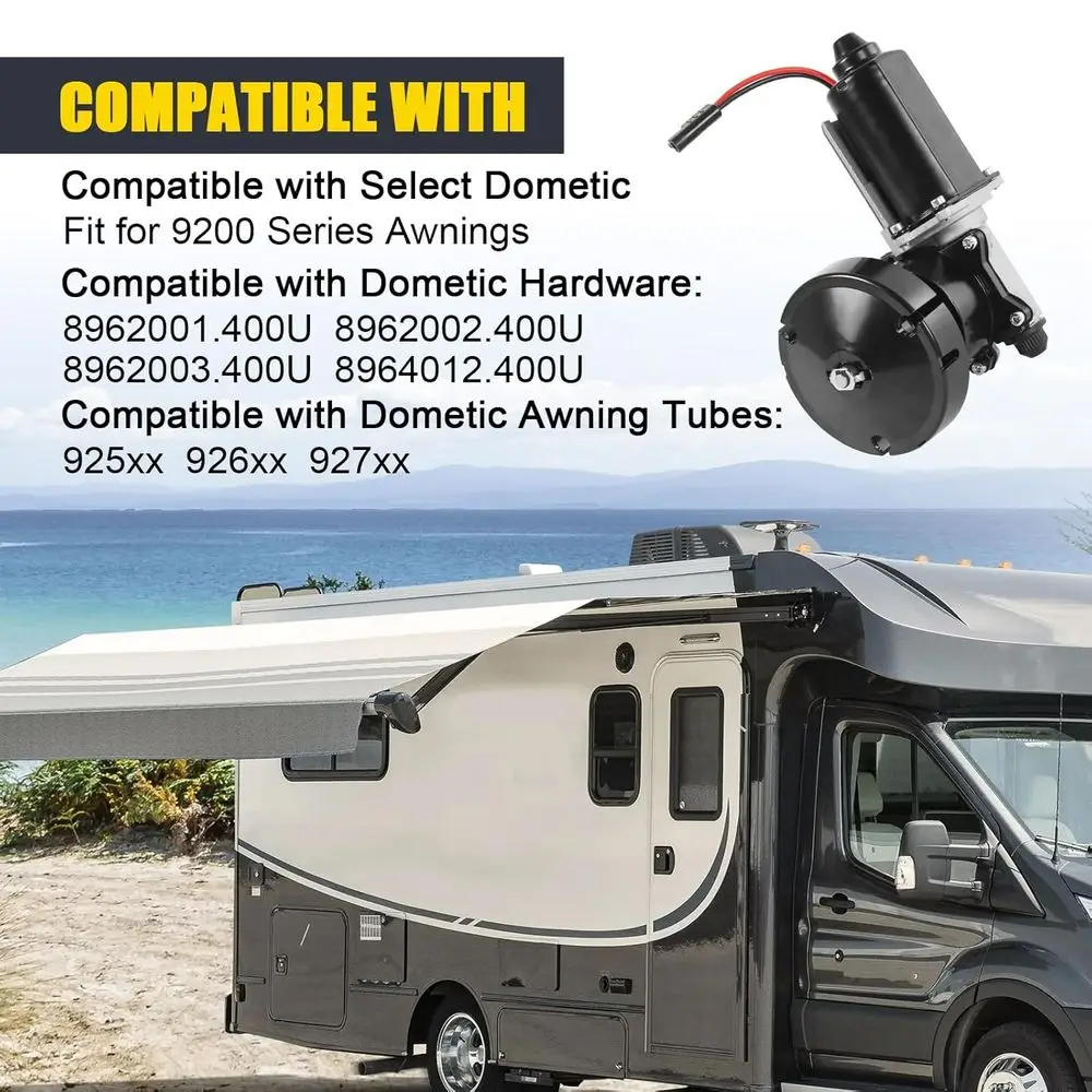 3317084.000U RV طقم تصليح محرك المظلة مناسب لسلسلة Dometic 9200 استبدال OE #   3316605.017 3316605.001 أسود