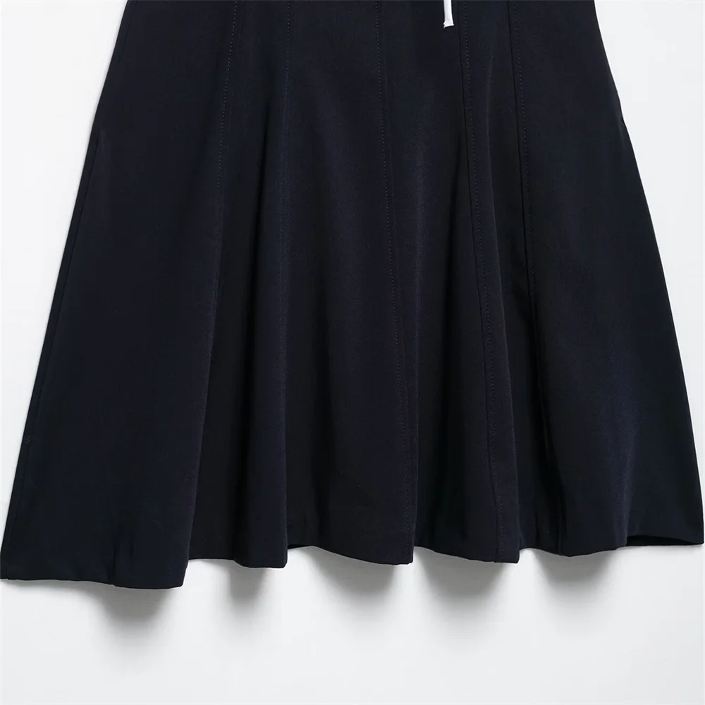 Temperamento feminino fino ajuste arco em camadas vestido camisola decorativa, verão novo vestido sem mangas de um pescoço