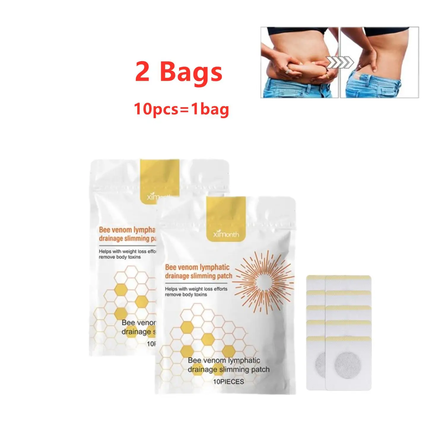 20 Stuks Bijen Afslanken Patch Body Sculpting Buikstickers Vetverbrandend Gewichtsverlies Lichaam Verstevigende Taille Dunne Arm Slanke Navel