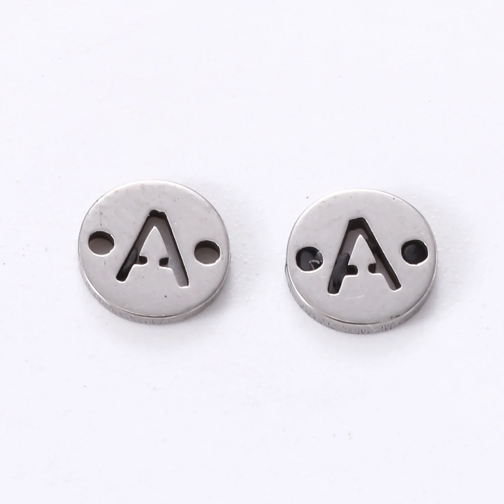 201 Stainless Steel Letter Link Connectors Laser Cut Flat Round Letters Connectors Stainless Steel Links Connectors 0.8mm Hole