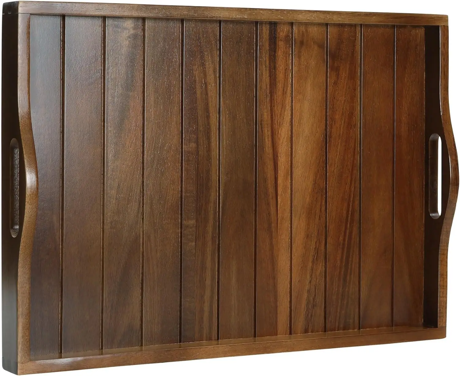 

Extra Large Acacia Wood Serving Tray with Handles 20x14 Inch for Living Room Kitchen Coffee Table Ottoman Decor