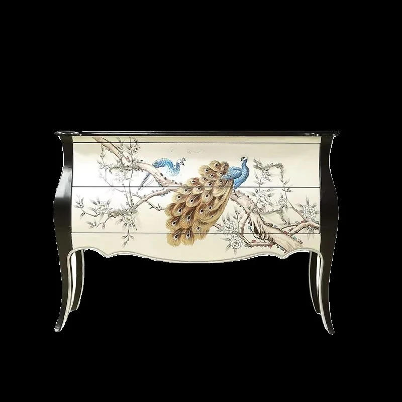 Foyer Aisle Painted Decorative Cabinet Bedroom Two Pumps Solid Wood Storage Entrance Cabinet