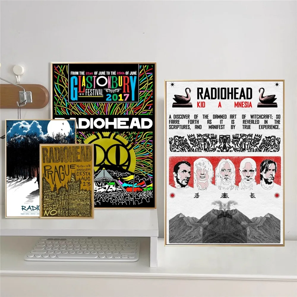 Radiohead rock band music Art Self-adhesive Art Poster Retro Kraft Paper Sticker DIY Room Bar Cafe Stickers Wall Painting